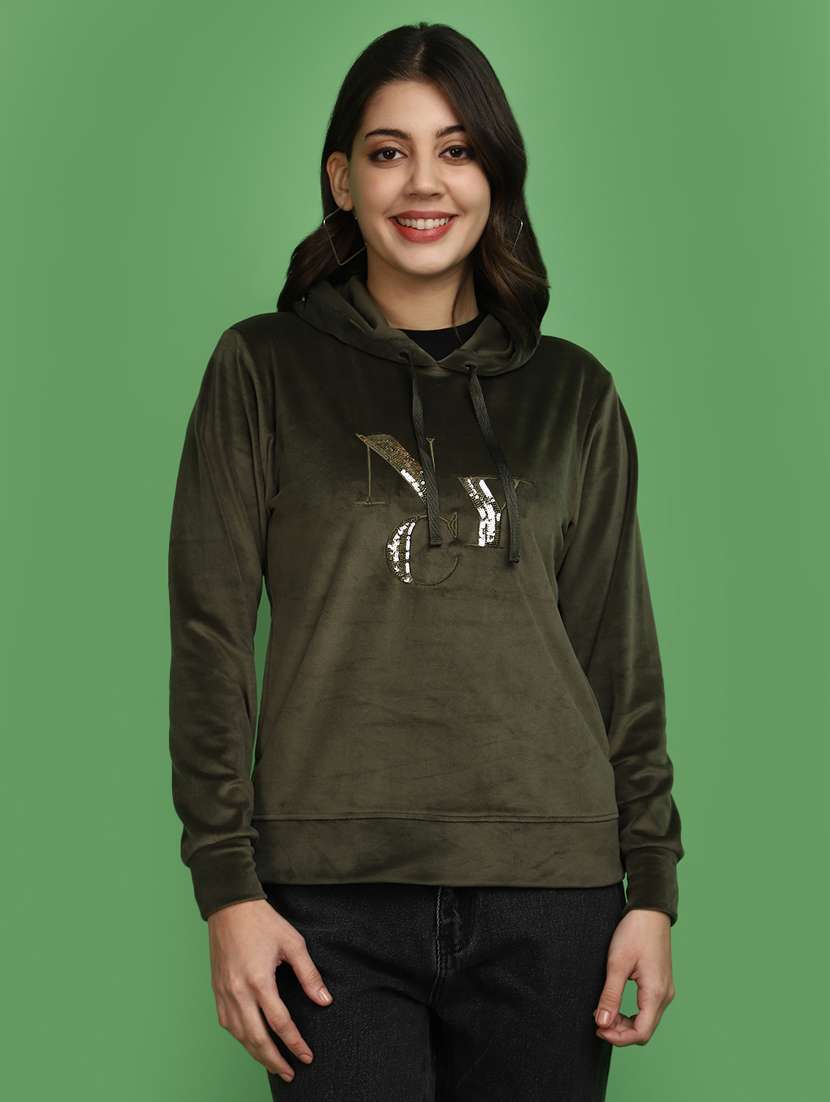 women chest print long sleeve sweatshirt - 20686430 -  Zoom Image - 0
