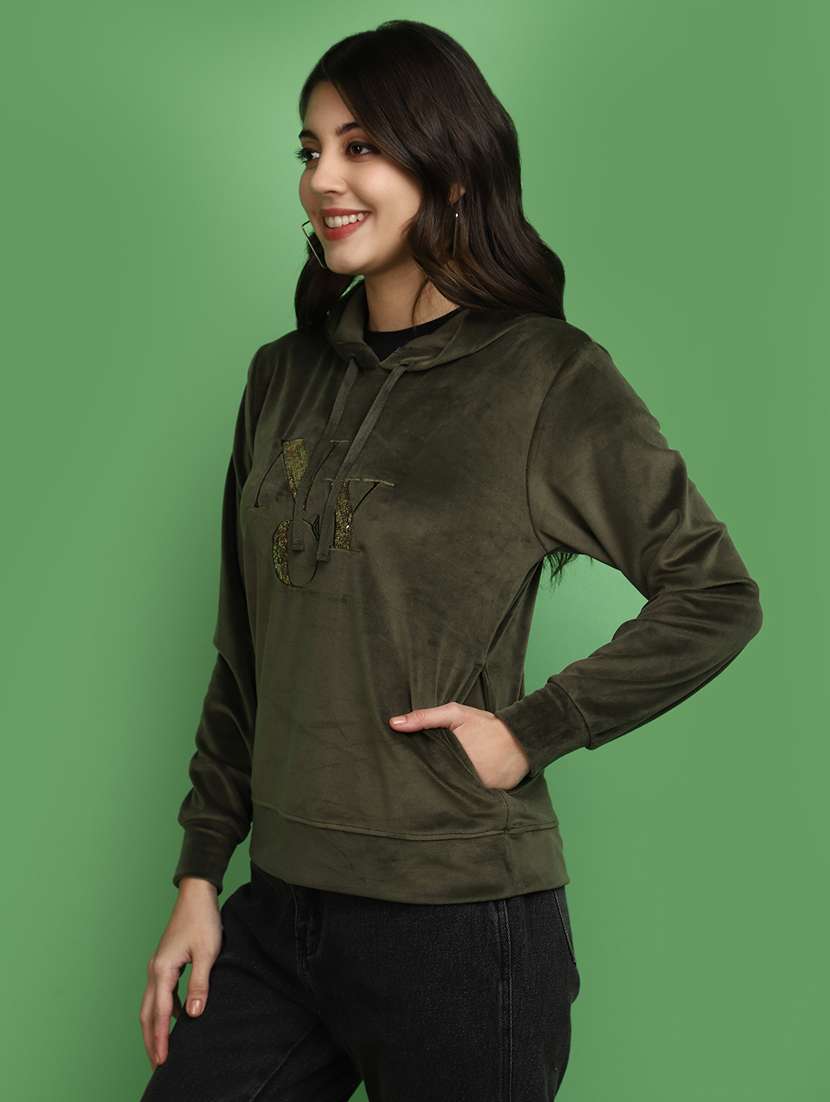 women chest print long sleeve sweatshirt - 20686430 - Standard Image - 1