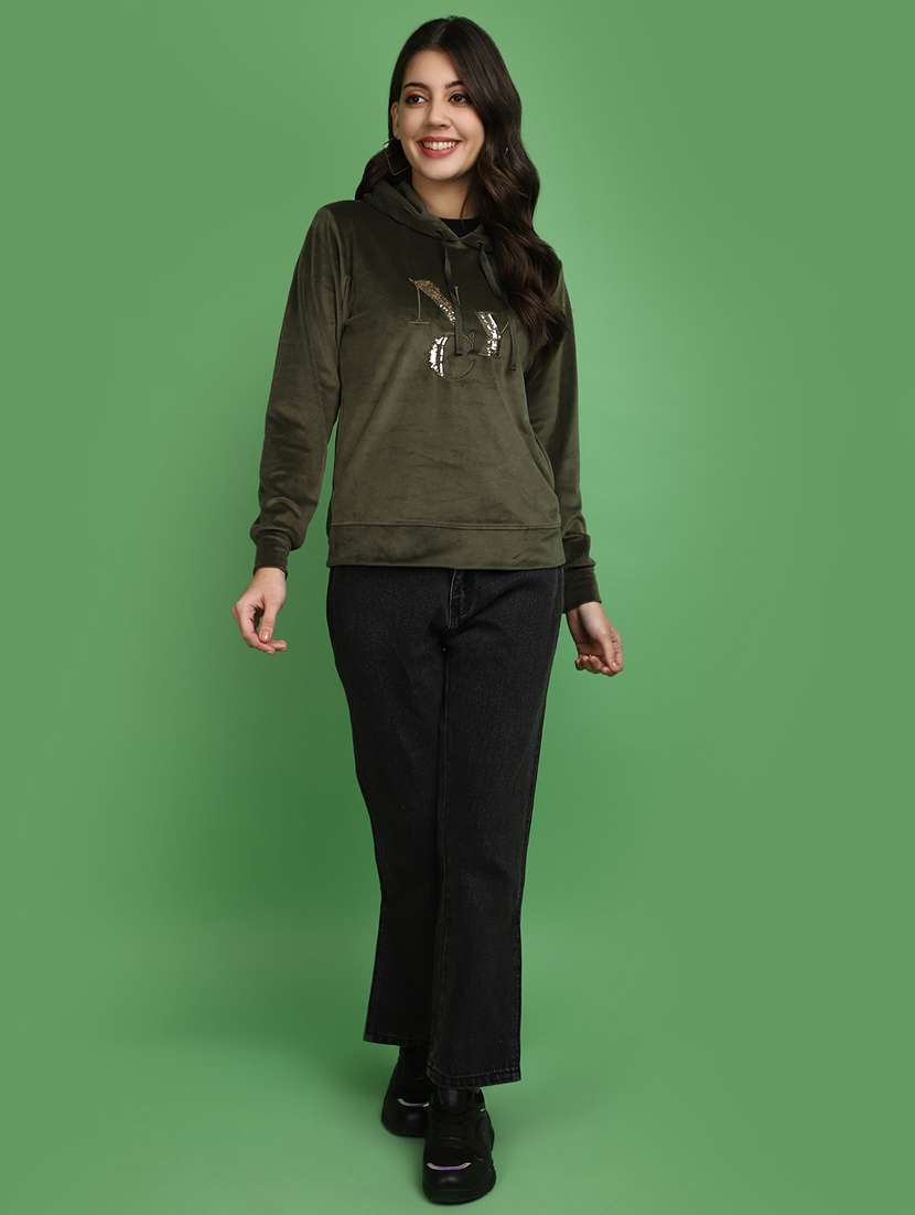 women chest print long sleeve sweatshirt - 20686430 - Standard Image - 4
