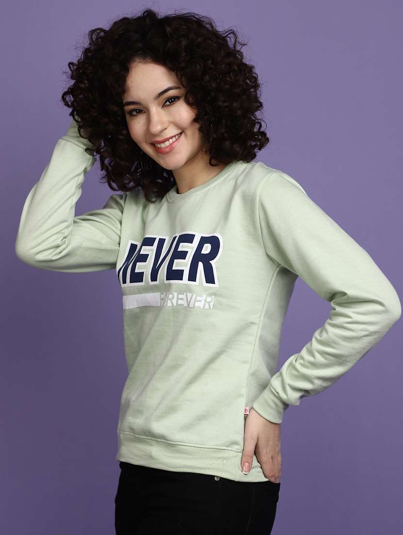 women chest print long sleeve sweatshirt - 20686433 -  Standard Image - 1