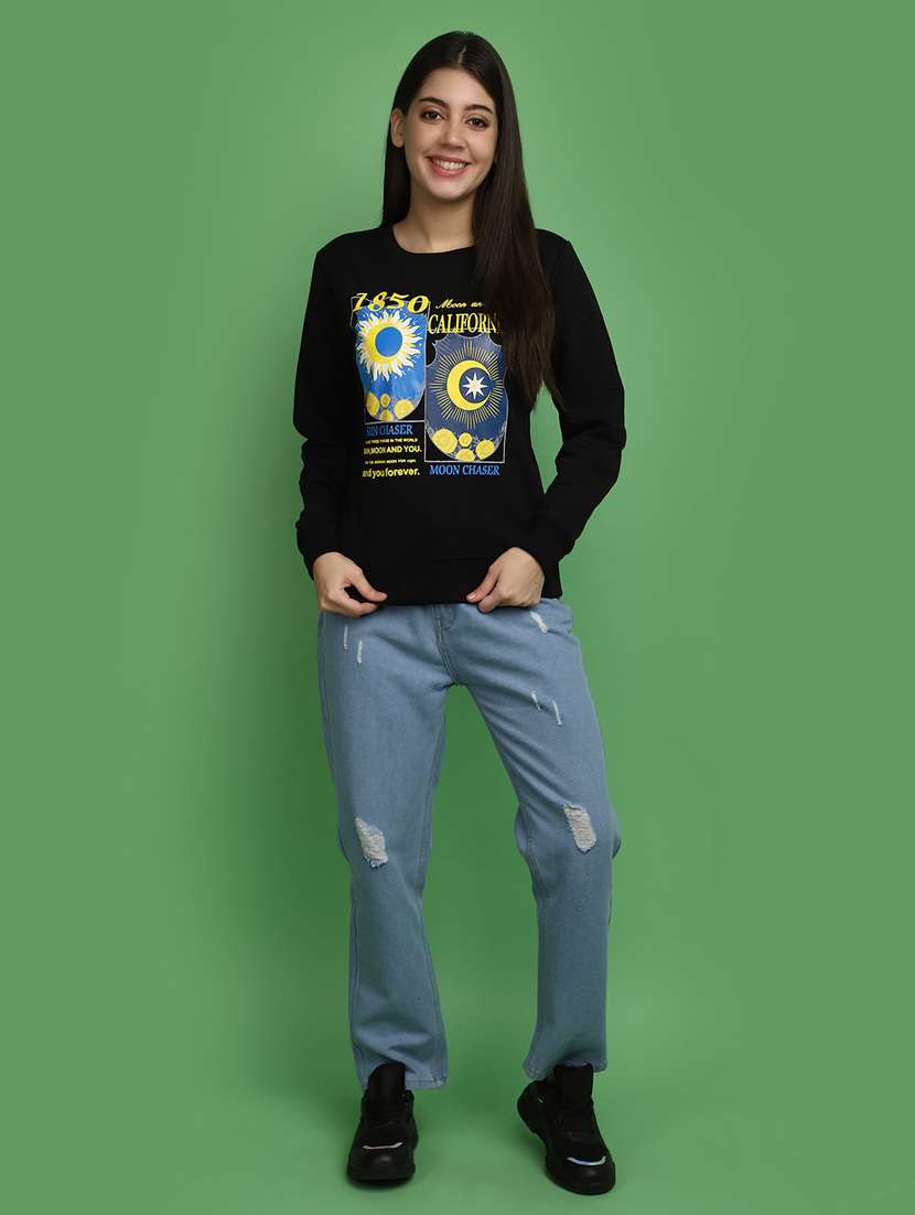 women front print long sleeve sweatshirt - 20686434 -  Standard Image - 4