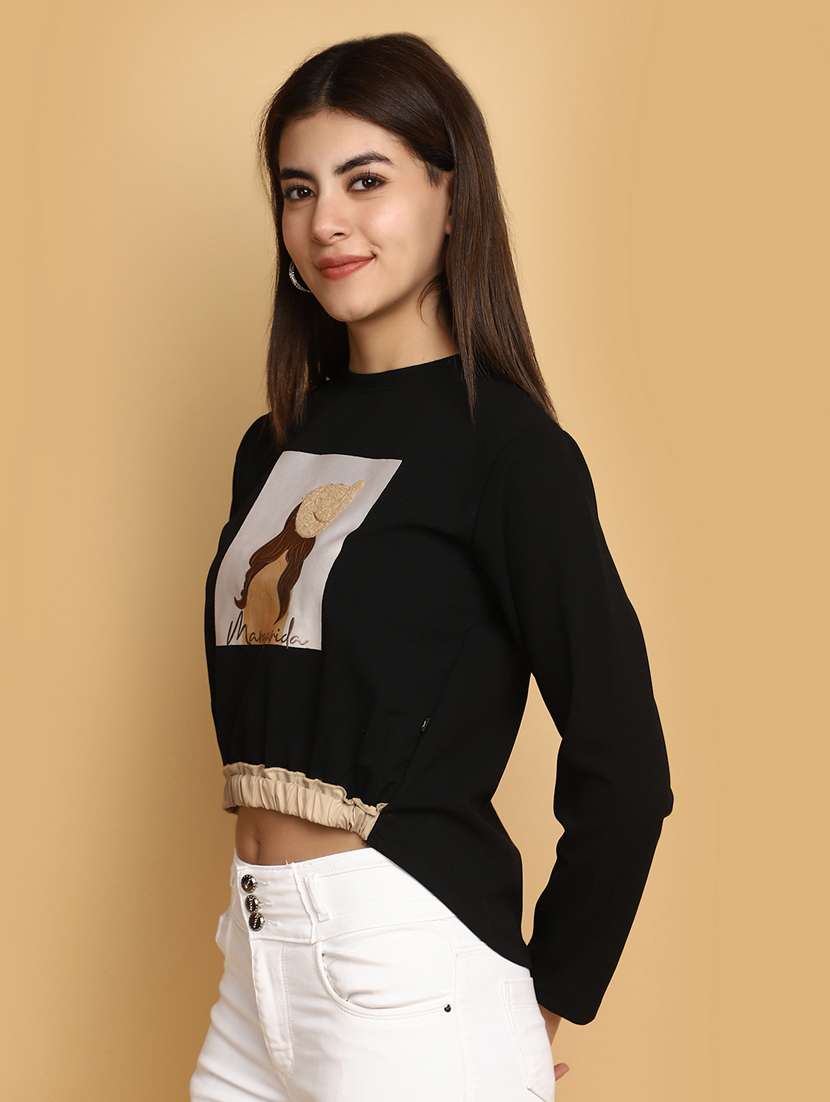 women front print long sleeve sweatshirt - 20686436 -  Standard Image - 1
