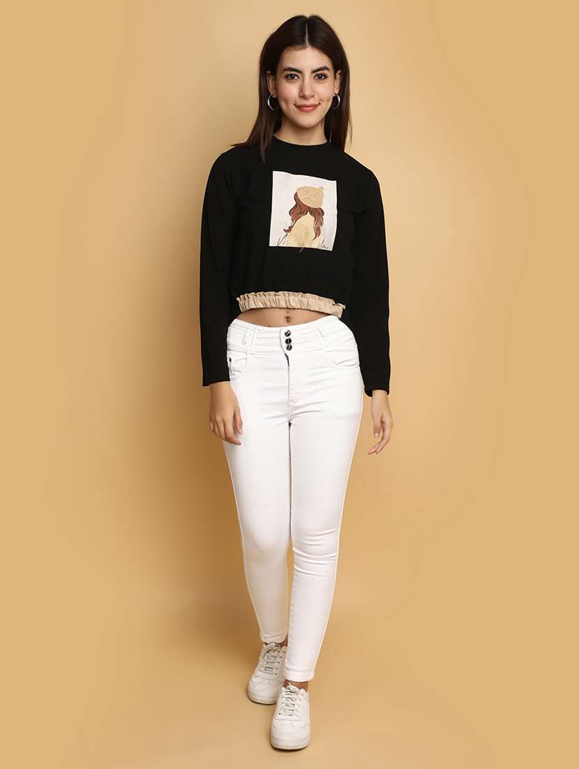 women front print long sleeve sweatshirt - 20686436 -  Standard Image - 4