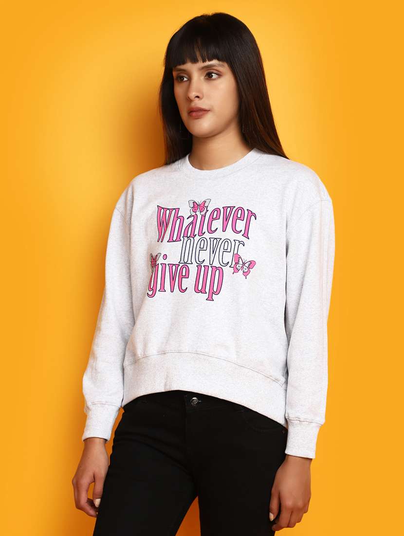 women front print long sleeve sweatshirt - 20686437 - Standard Image - 1