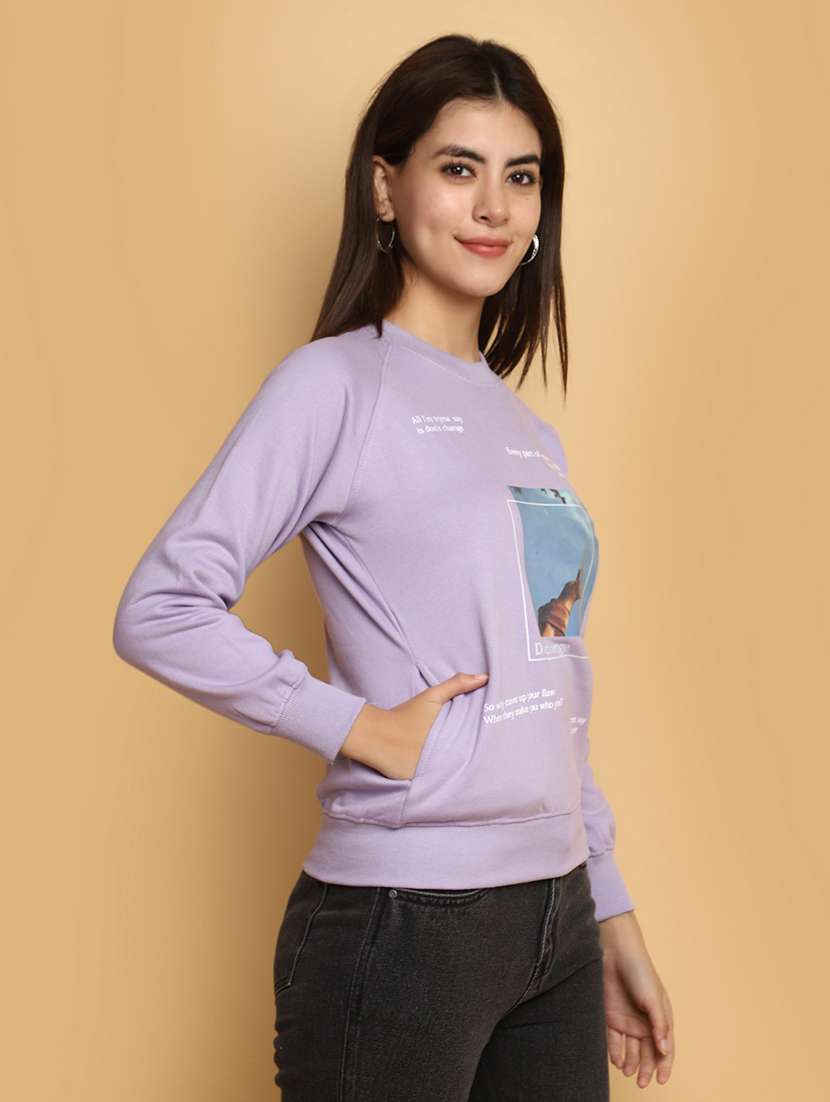 women front print long sleeve sweatshirt - 20686439 -  Standard Image - 1