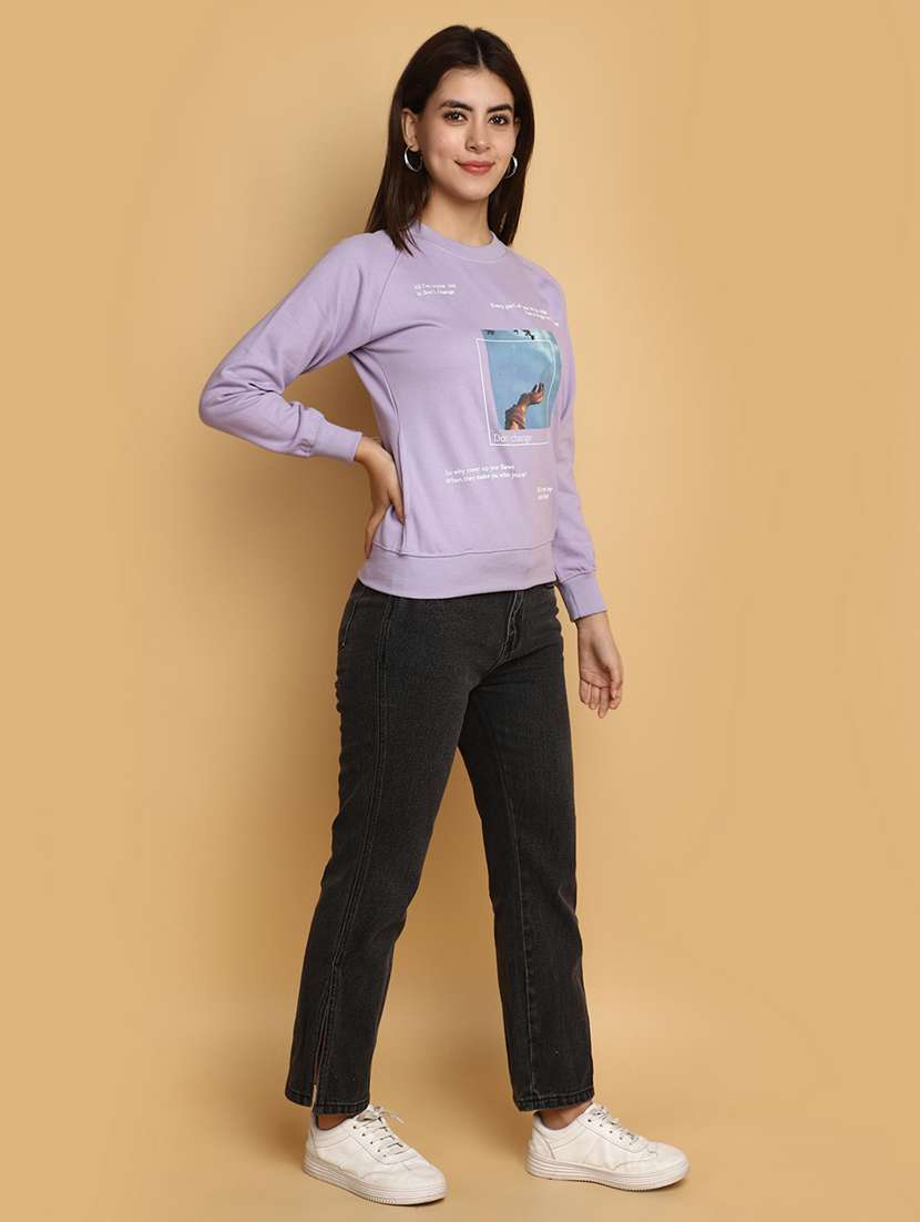 women front print long sleeve sweatshirt - 20686439 - Standard Image - 4