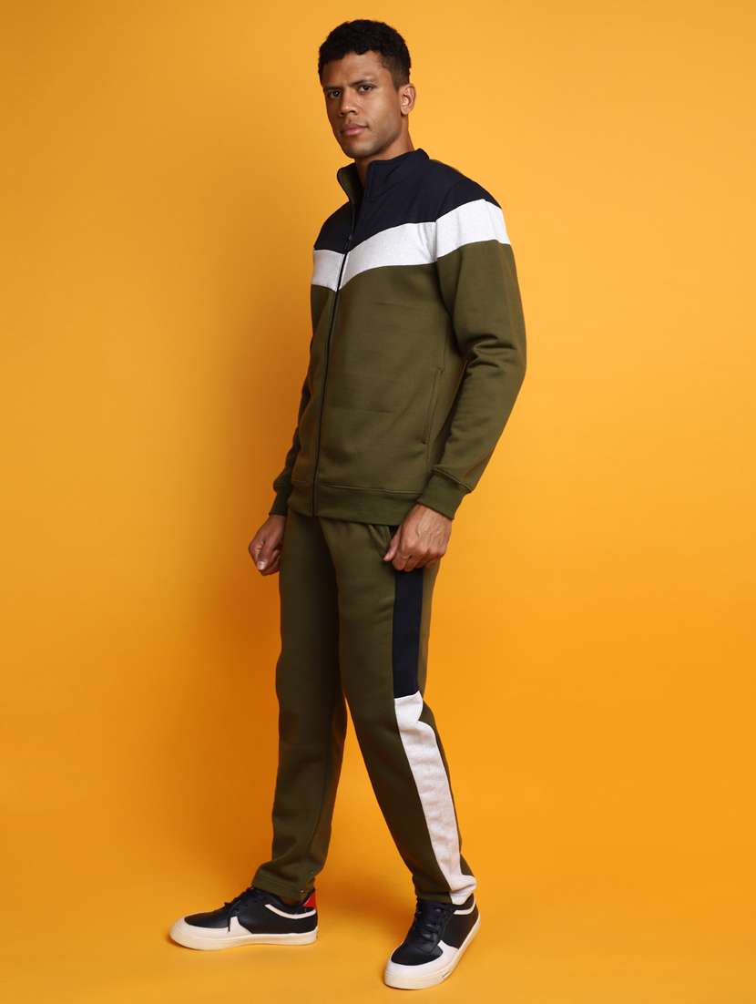 green colourblocked taped detailed track suit - 20686553 -  Standard Image - 1