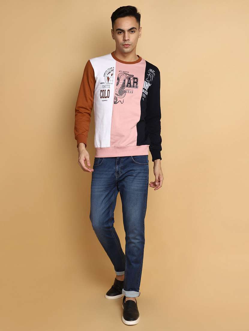 men color block long sleeve sweatshirt - 20686676 -  Standard Image - 4