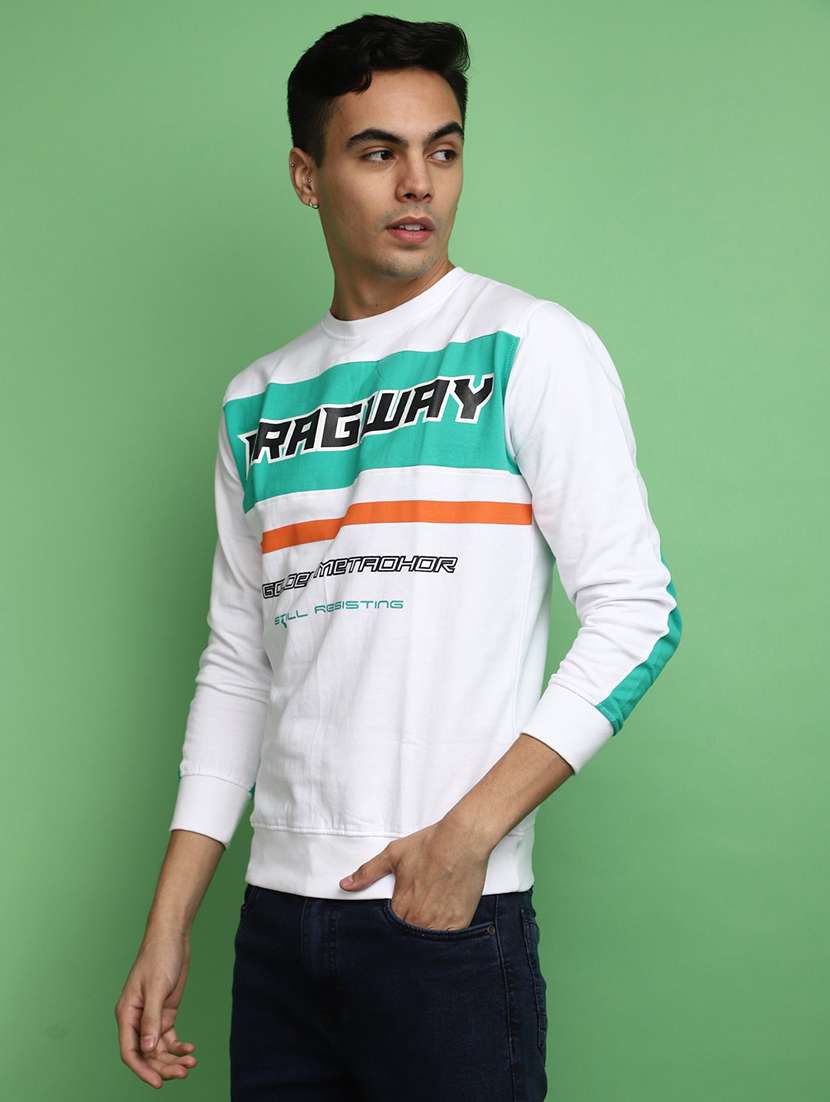 white cotton color block sweatshirt - 20686701 -  Standard Image - 1