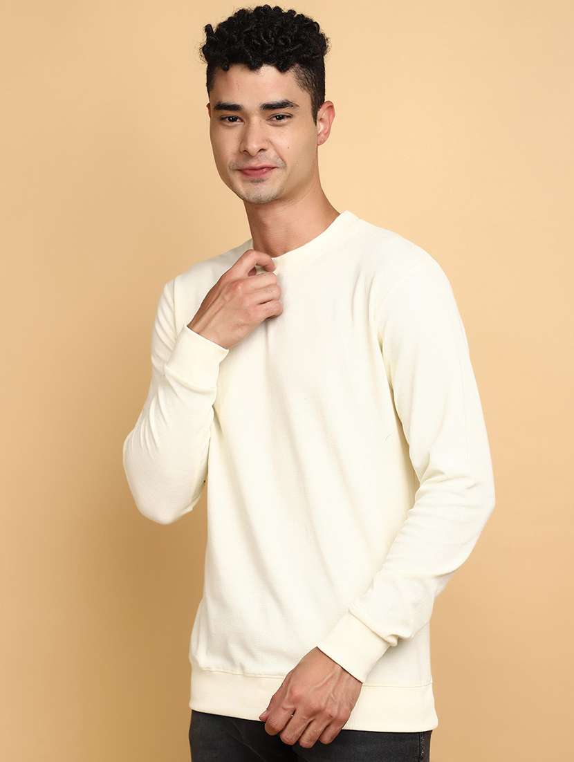 off white cotton plain sweatshirt - 20686713 - Standard Image - 1