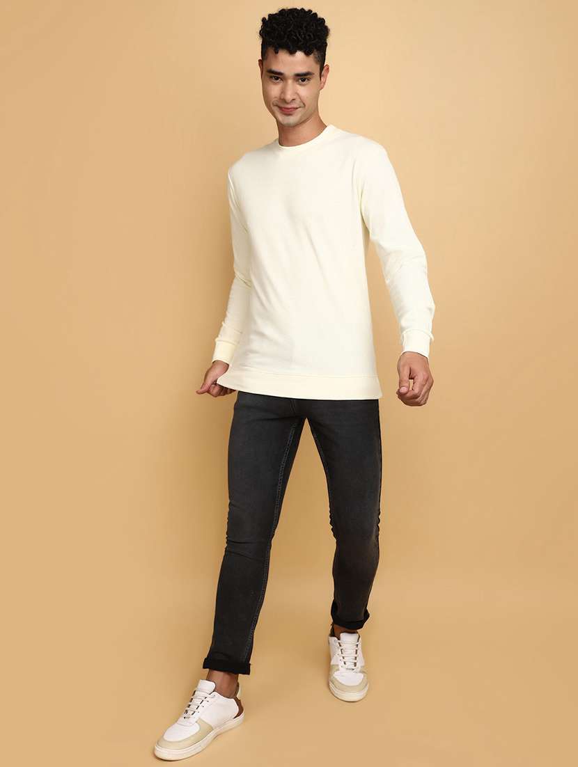 off white cotton plain sweatshirt - 20686713 - Standard Image - 4