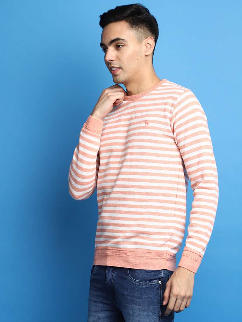 pink striped round neck pullover - 20686794 -  Standard Image - 1