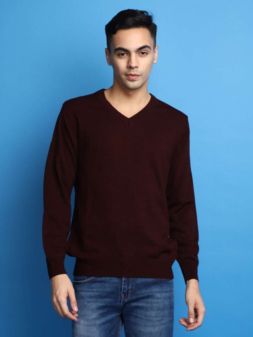 solid maroon v-neck pullover
