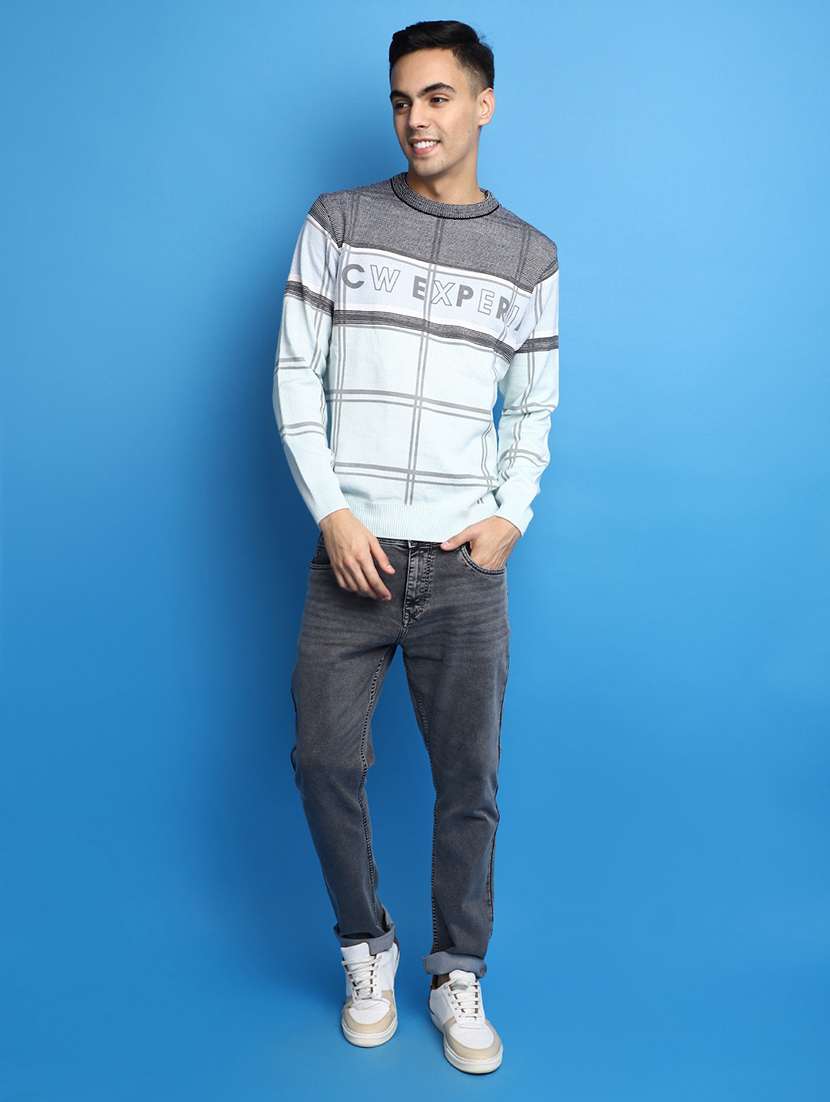 grey printed detailed round neck pullover - 20686829 -  Standard Image - 4