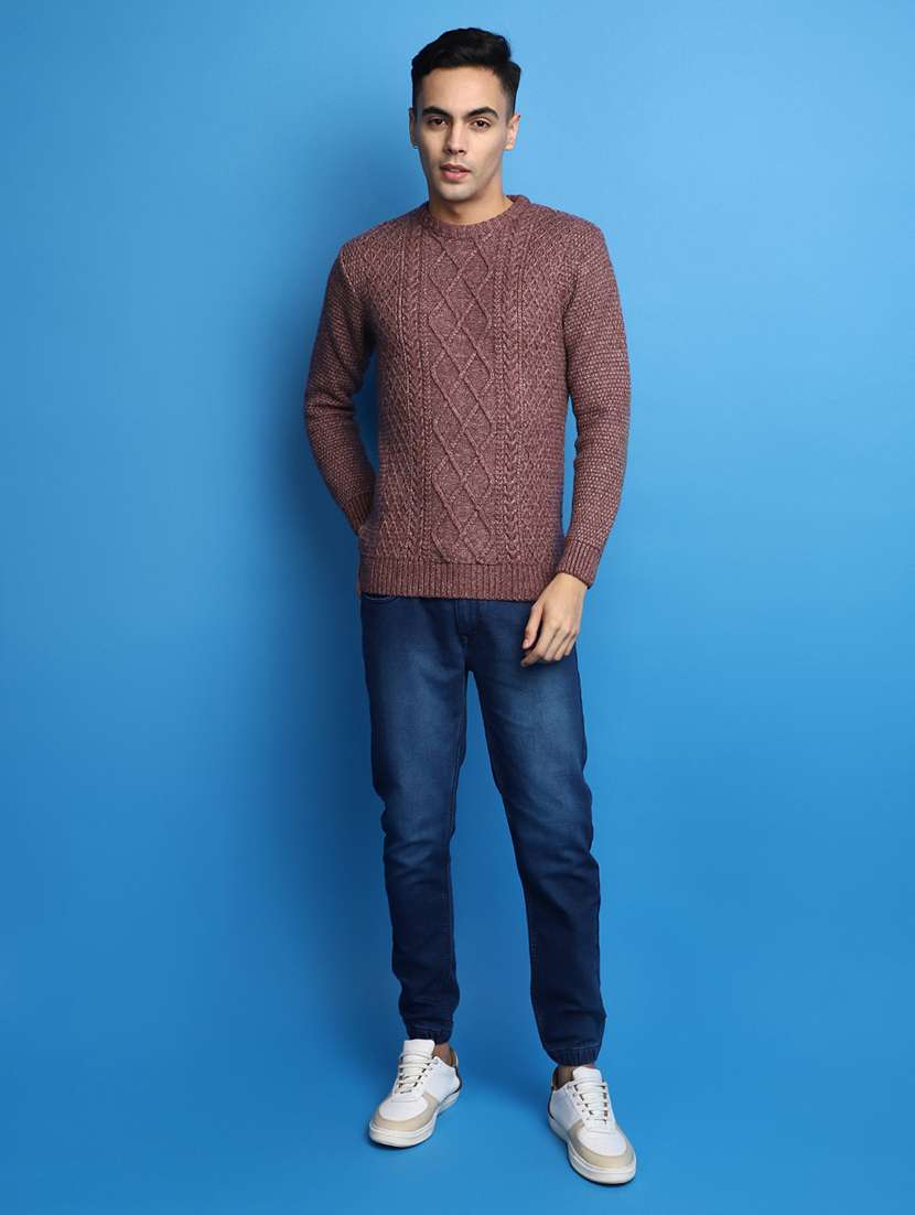 men long sleeved self design pullover - 20686833 -  Standard Image - 4