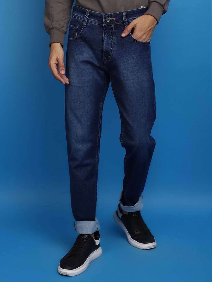 mens relaxed fit plain jeans