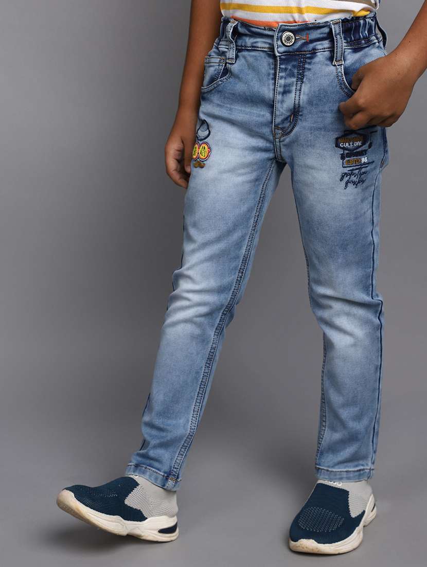 boy's patched slim fit jeans - 20687008 -  Standard Image - 1