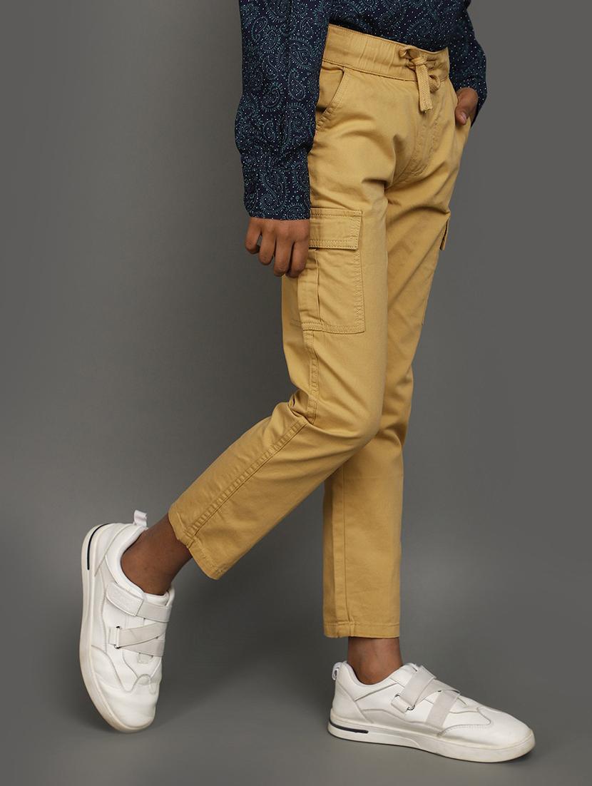 boys mid rise solid cargo trouser - 20687059 - Standard Image - 1