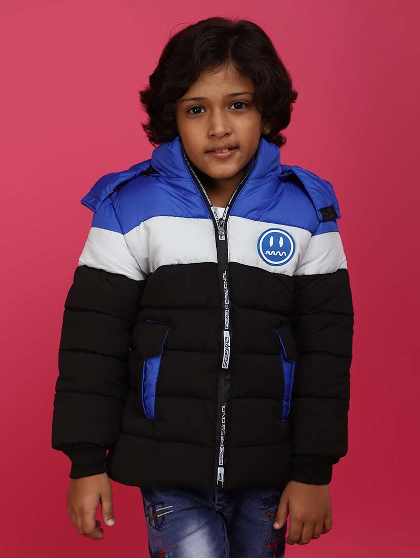 boys long sleeved color block quilted jacket