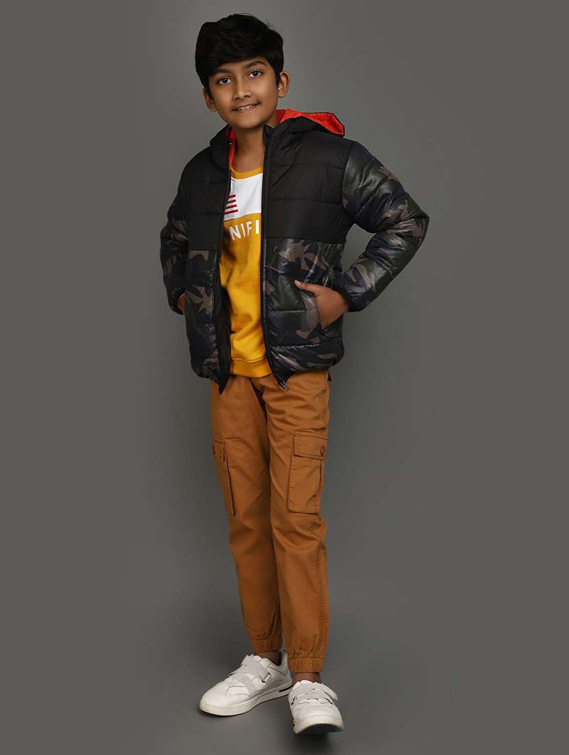 kids black printed hooded jacket - 20687249 -  Standard Image - 4