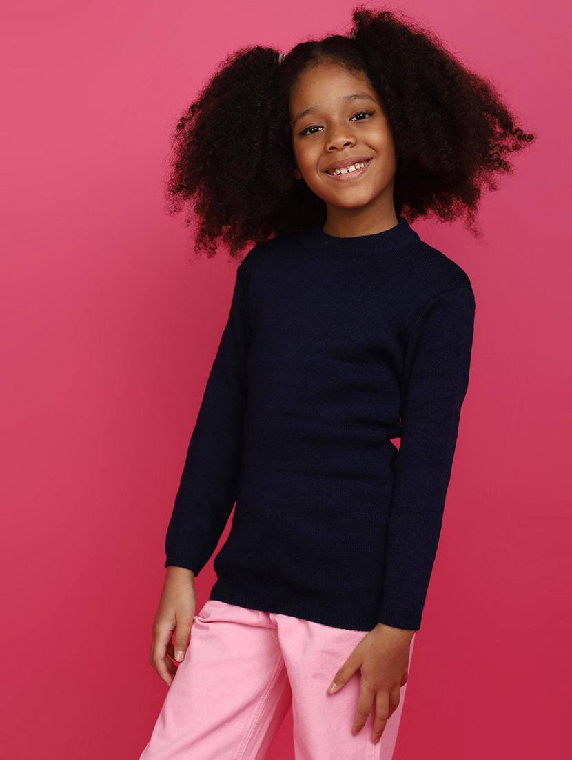 girls long sleeved solid regular sweater - 20687259 - Standard Image - 1