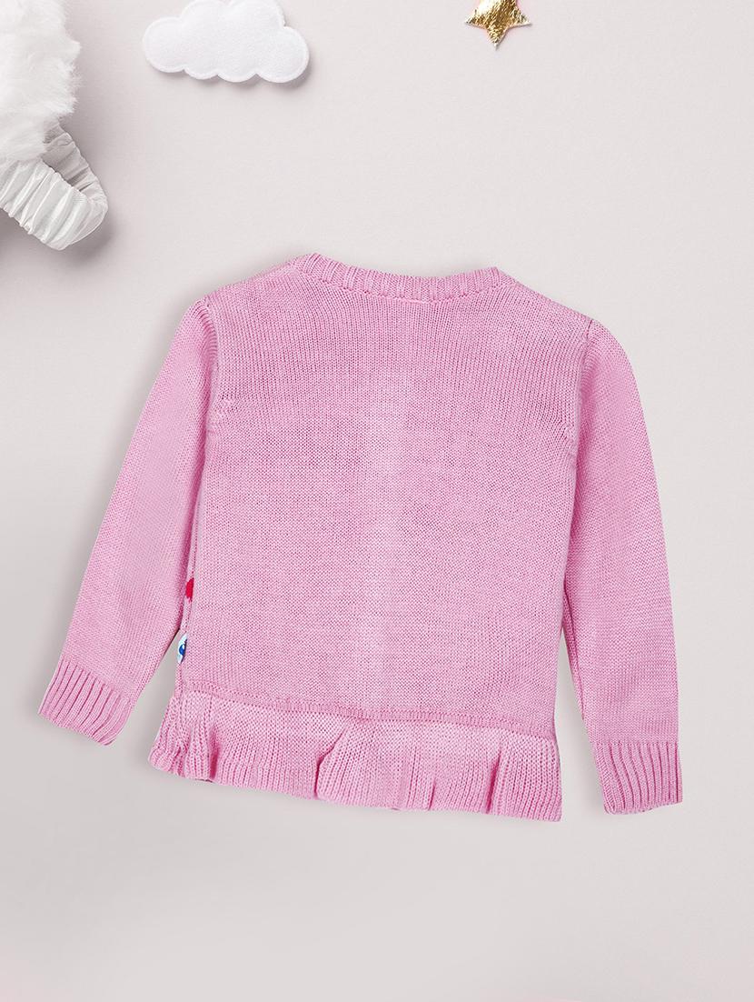 girls long sleeved self design regular sweater - 20687331 - Standard Image - 1