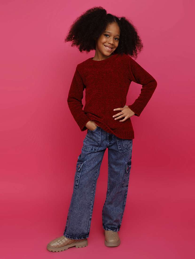 girls long sleeved solid regular sweater - 20687333 -  Standard Image - 4