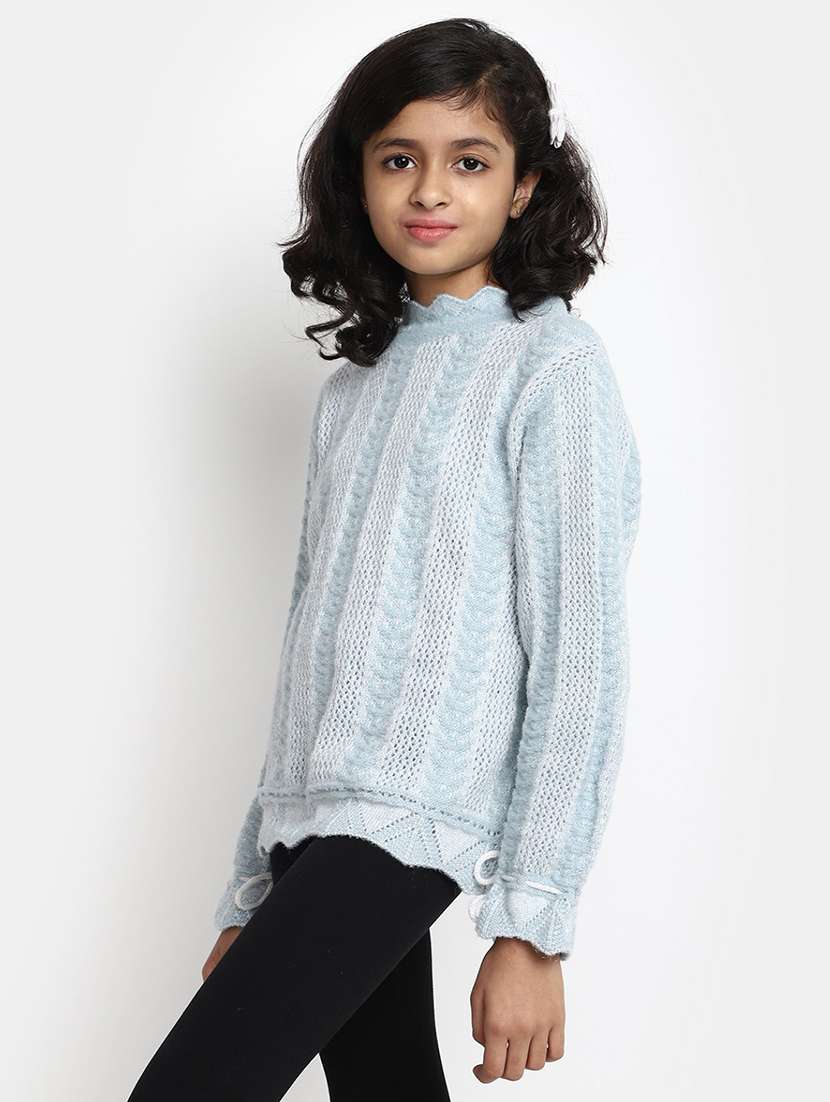 girls long sleeved self design regular sweater - 20687334 -  Standard Image - 1