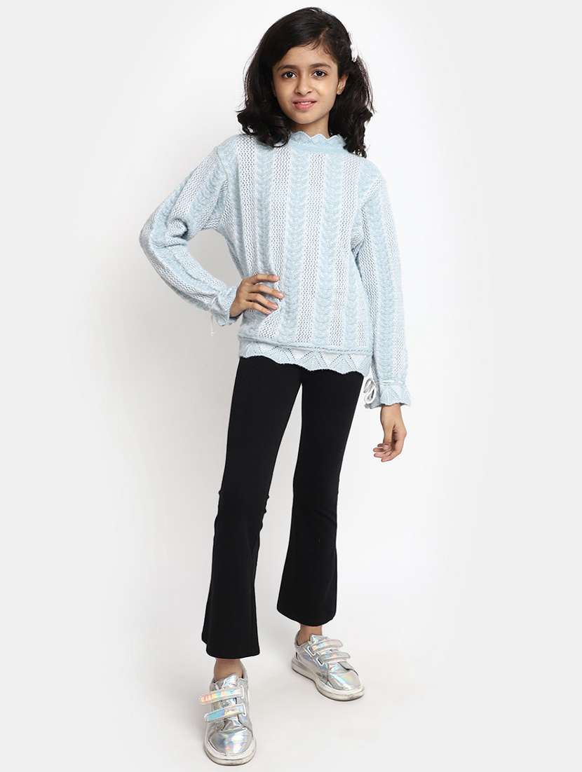 girls long sleeved self design regular sweater - 20687334 -  Standard Image - 4