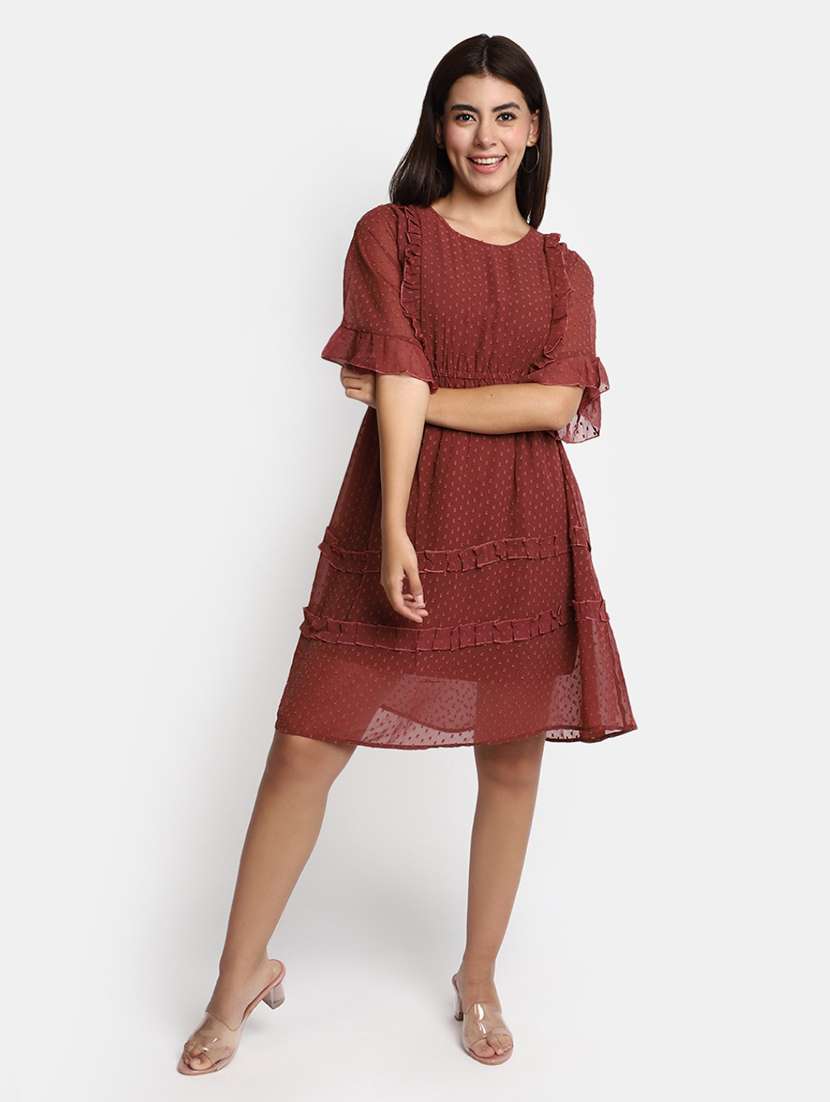 women round neck a-line dress