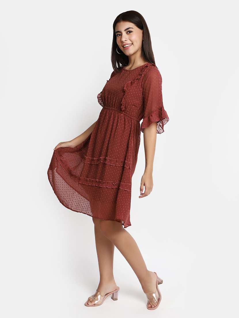 women round neck a-line dress - 20687374 -  Standard Image - 1