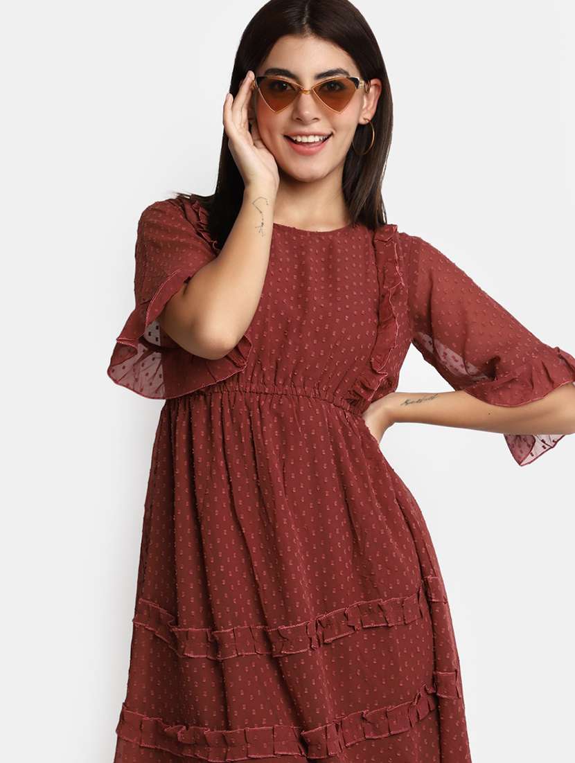 women round neck a-line dress - 20687374 -  Standard Image - 4