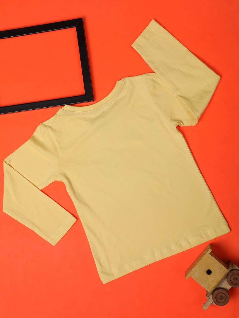 yellow graphic print round neck tees - 20687447 -  Standard Image - 1