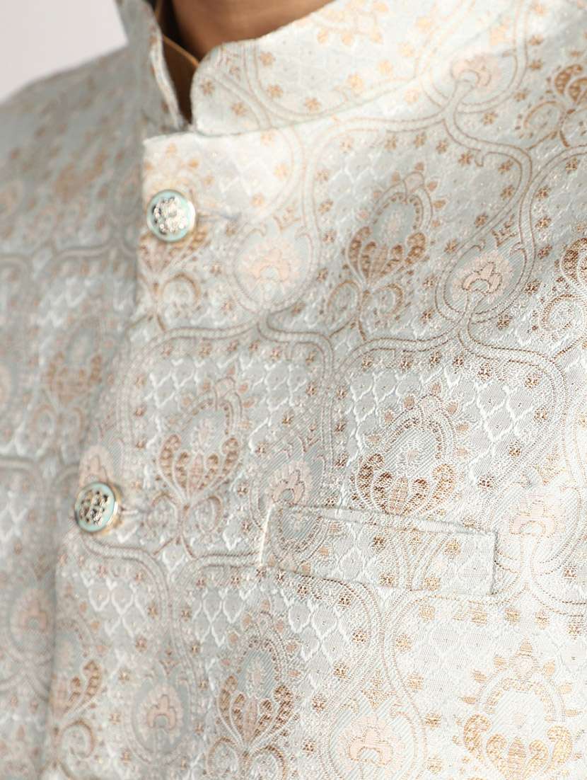 bronze self design detailed kurta pajama & jacket set - 20687493 -  Standard Image - 4