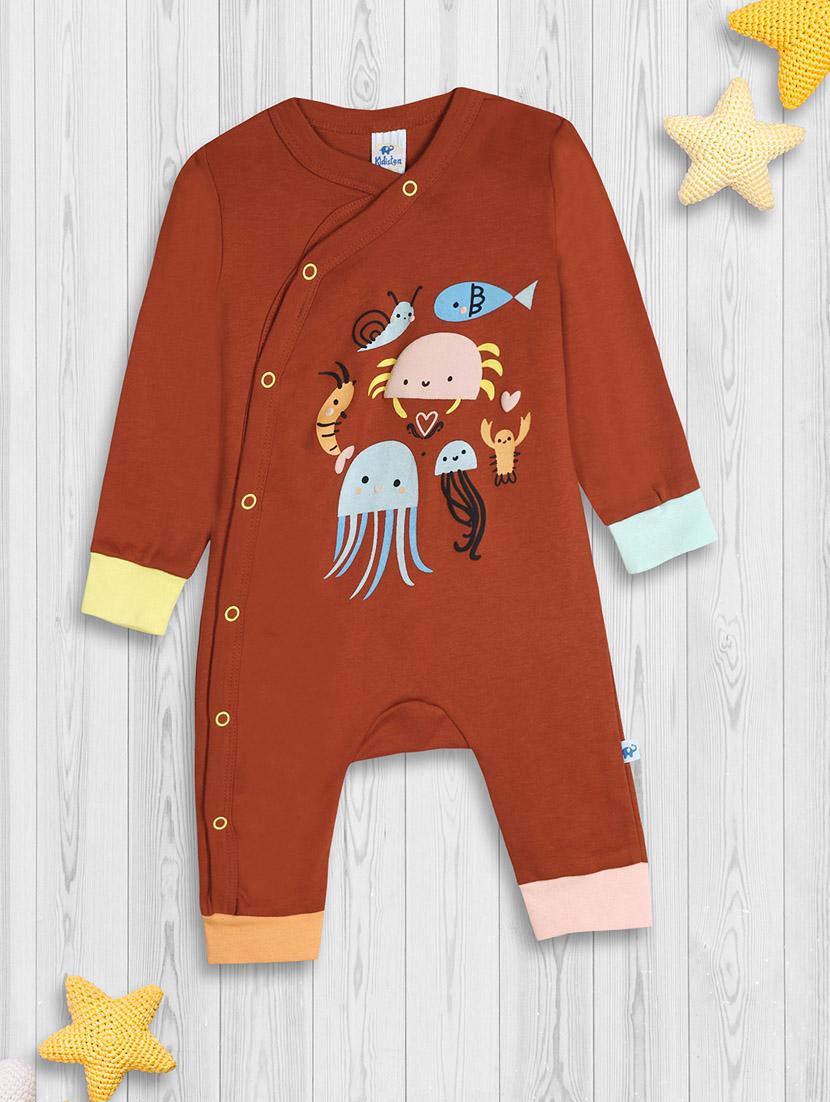 kids graphic print cotton romper
