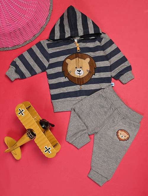 kids striped woolen full lenght twin set - 20687700 -  Standard Image - 0