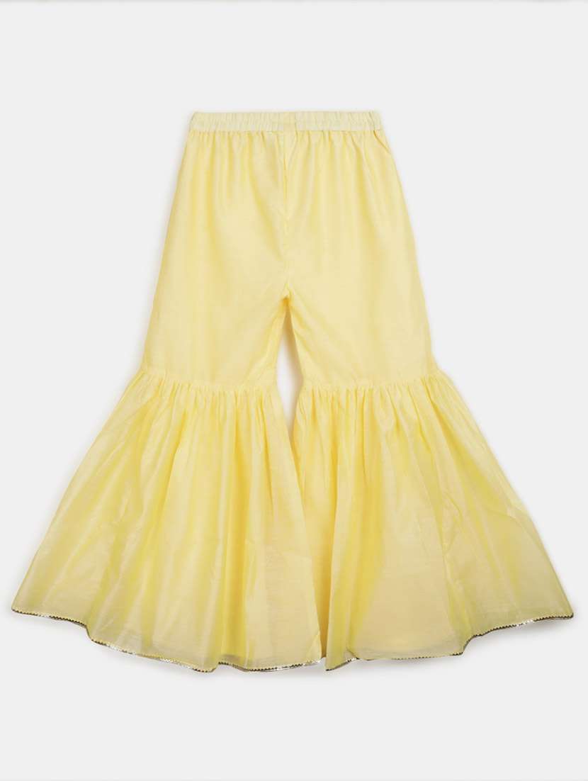 yellow round neck kurta sharara set with dupatta - 20687926 -  Standard Image - 4