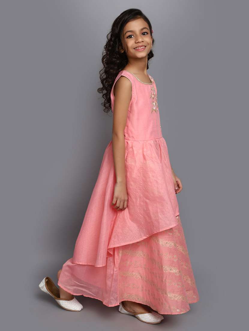 pink round neck neck party gown - 20687931 -  Standard Image - 1