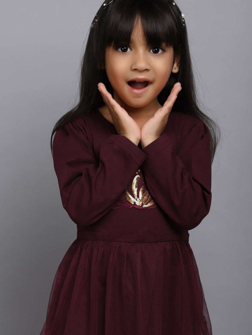 girls round neck long sleeves frock - 20687937 - Standard Image - 4