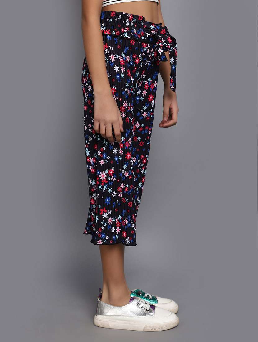 black floral printed palazzo - 20687985 -  Standard Image - 1