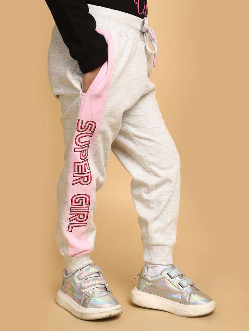 girls mid rise placement printed track pant - 20688025 -  Standard Image - 1