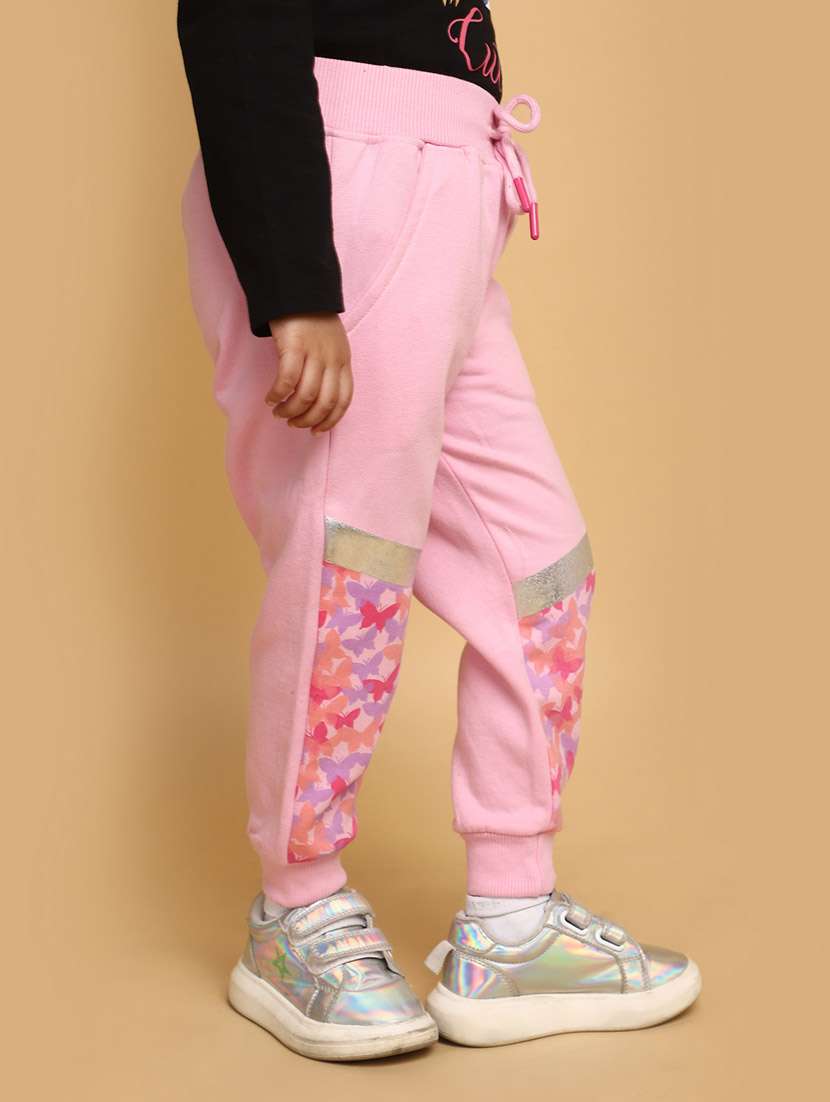 girls mid rise placement printed track pant - 20688028 -  Standard Image - 1