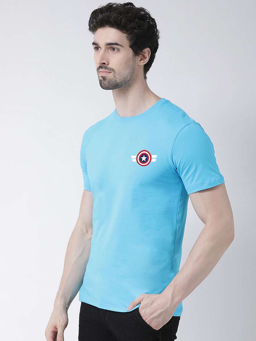 men round neck placement print t-shirt - 20688143 -  Standard Image - 1