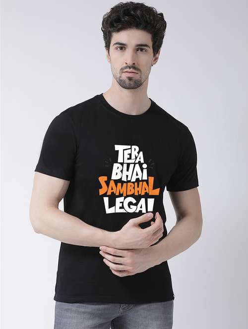men round neck front print t-shirt - 20688167 - Standard Image - 0