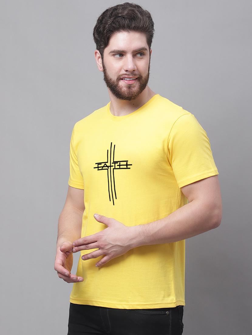 men yellow graphic round neck regular t-shirt - 20688187 - Standard Image - 1