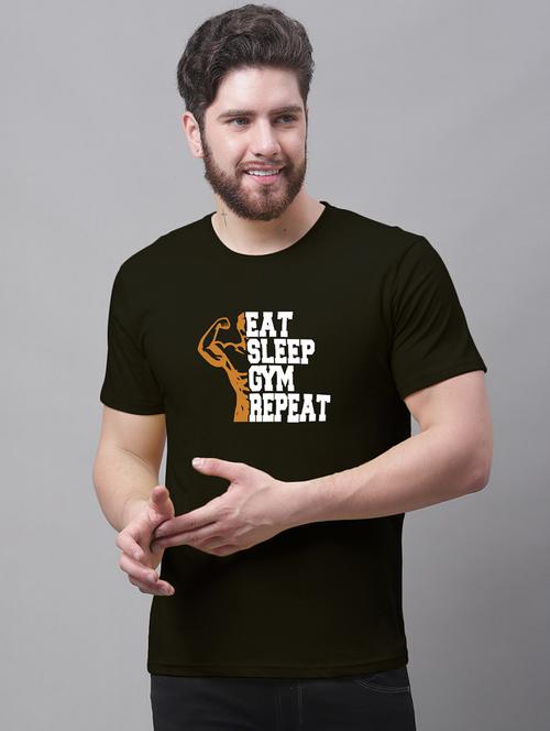 men round neck front print t-shirt - 20688199 - Standard Image - 0