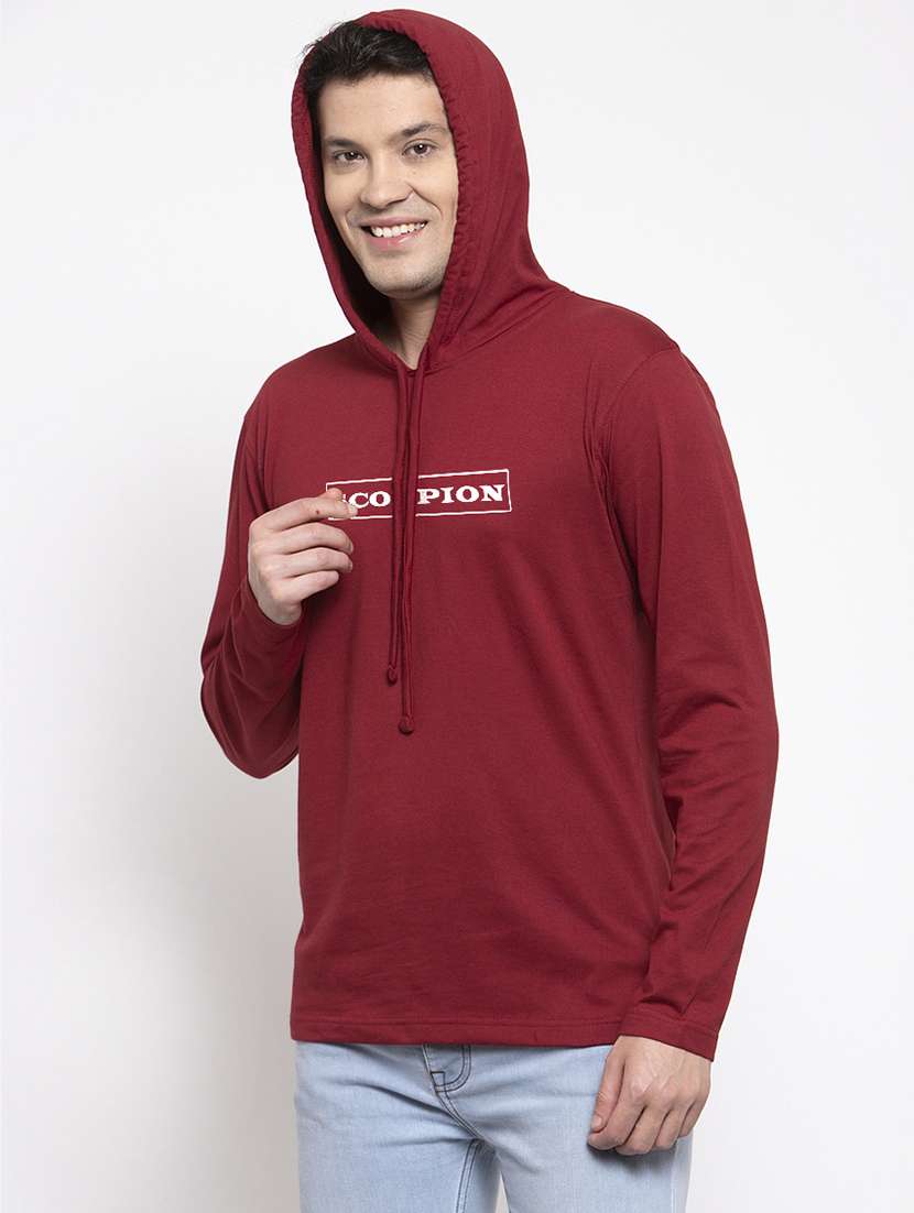 maroon cotton chest print sweatshirt - 20688408 -  Standard Image - 1