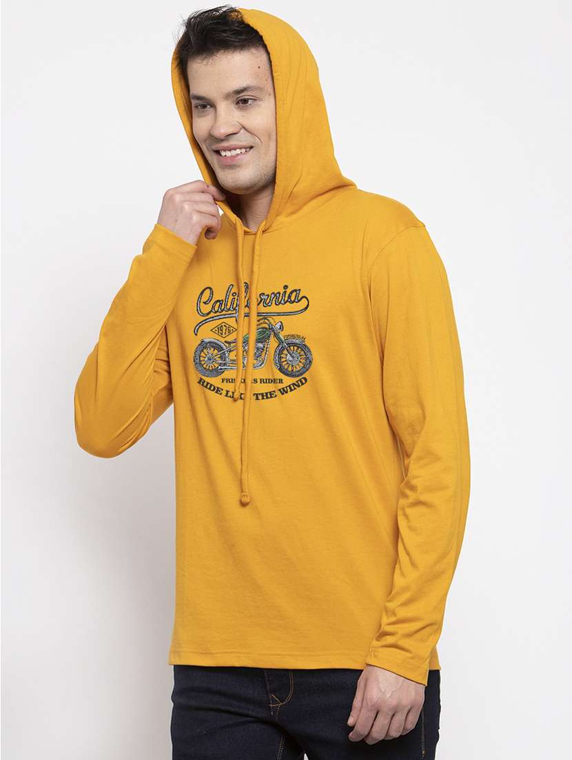 mustard cotton chest print sweatshirt - 20688414 - Standard Image - 1