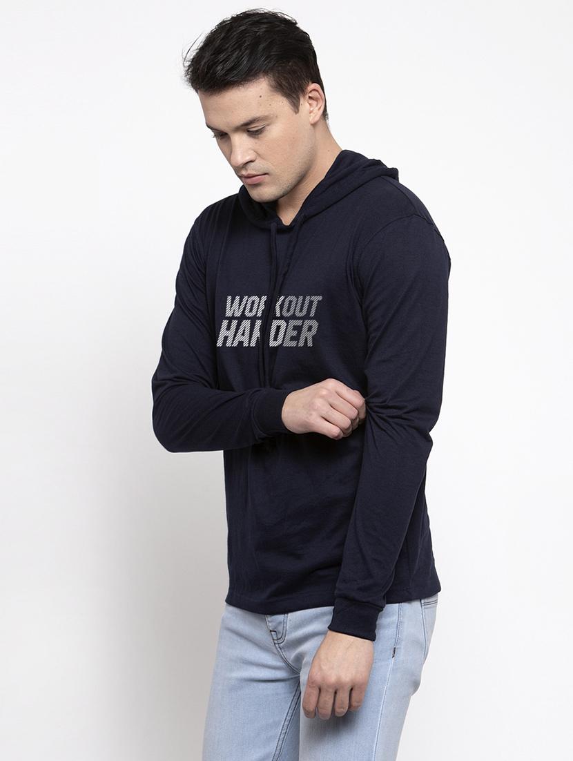 navy blue cotton chest print sweatshirt - 20688447 - Standard Image - 1