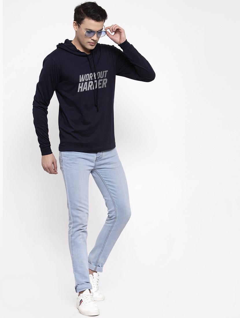 navy blue cotton chest print sweatshirt - 20688447 - Standard Image - 4